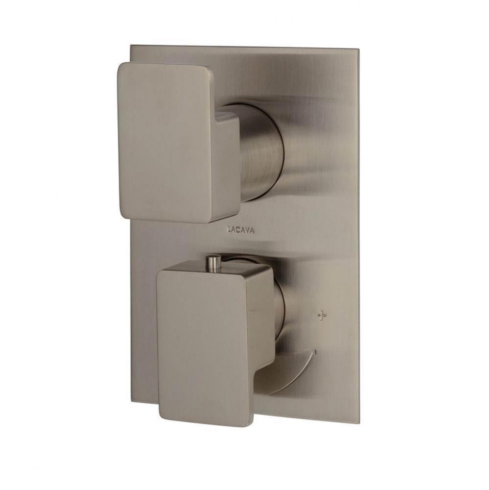 TRIM ONLY - Thermostatic Valve w/ 2 way shared diverter + OFF,  GPM 8.5 (60PSI) with rectangular b