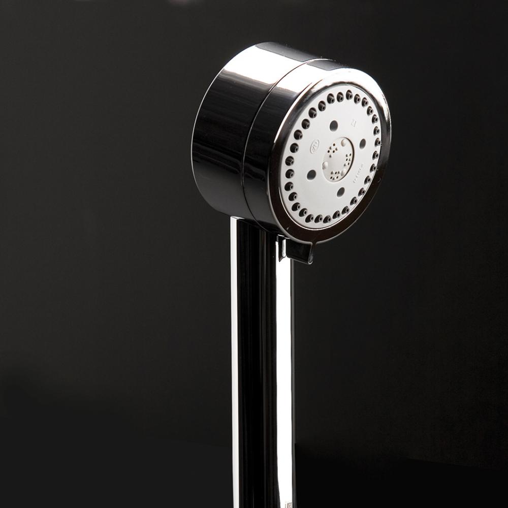 Hand-held square shower head with 59'' flexible hose, three jets.