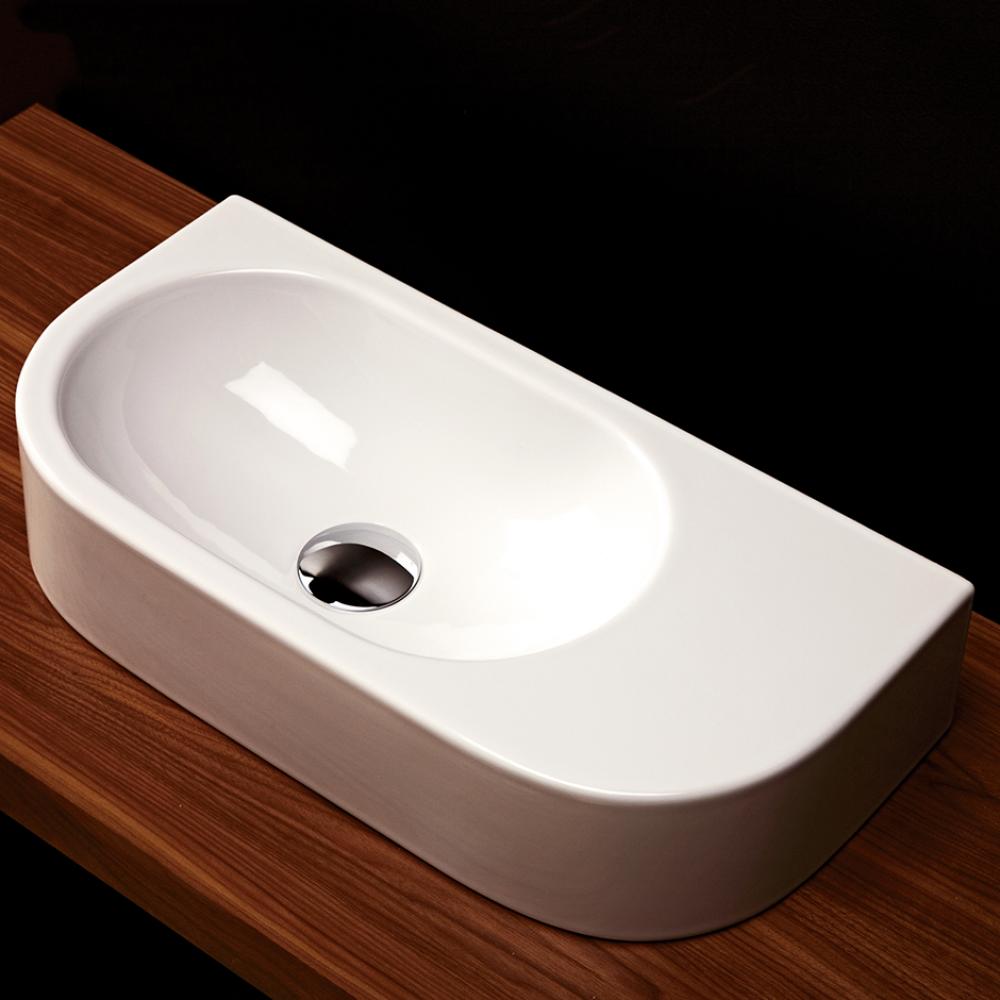 Wall-mount or above-counter porcelain Bathroom Sink without an overflow