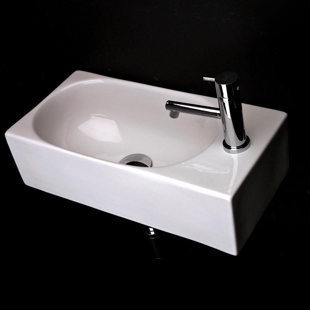 Wall-mount or above-counter porcelain Bathroom Sink without an overflow