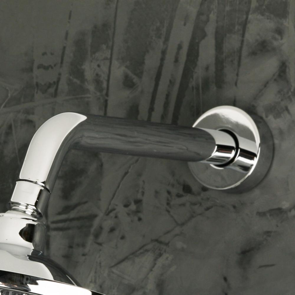 Wall-mount round shower arm with flange.D: 4'' H: 2 1/4''