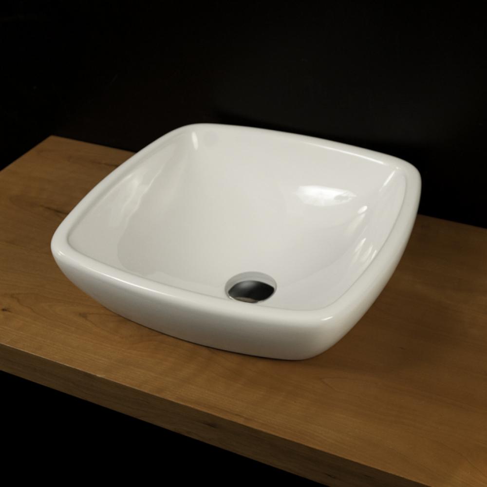 Vessel porcelain Bathroom Sink without an  overflow, Glazed exterior. 16 1/2''W, 16 1/2&