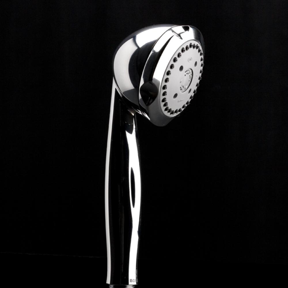Hand-held round shower head with 59'' flexible hose, three jets.DIAM: 3 1/8''