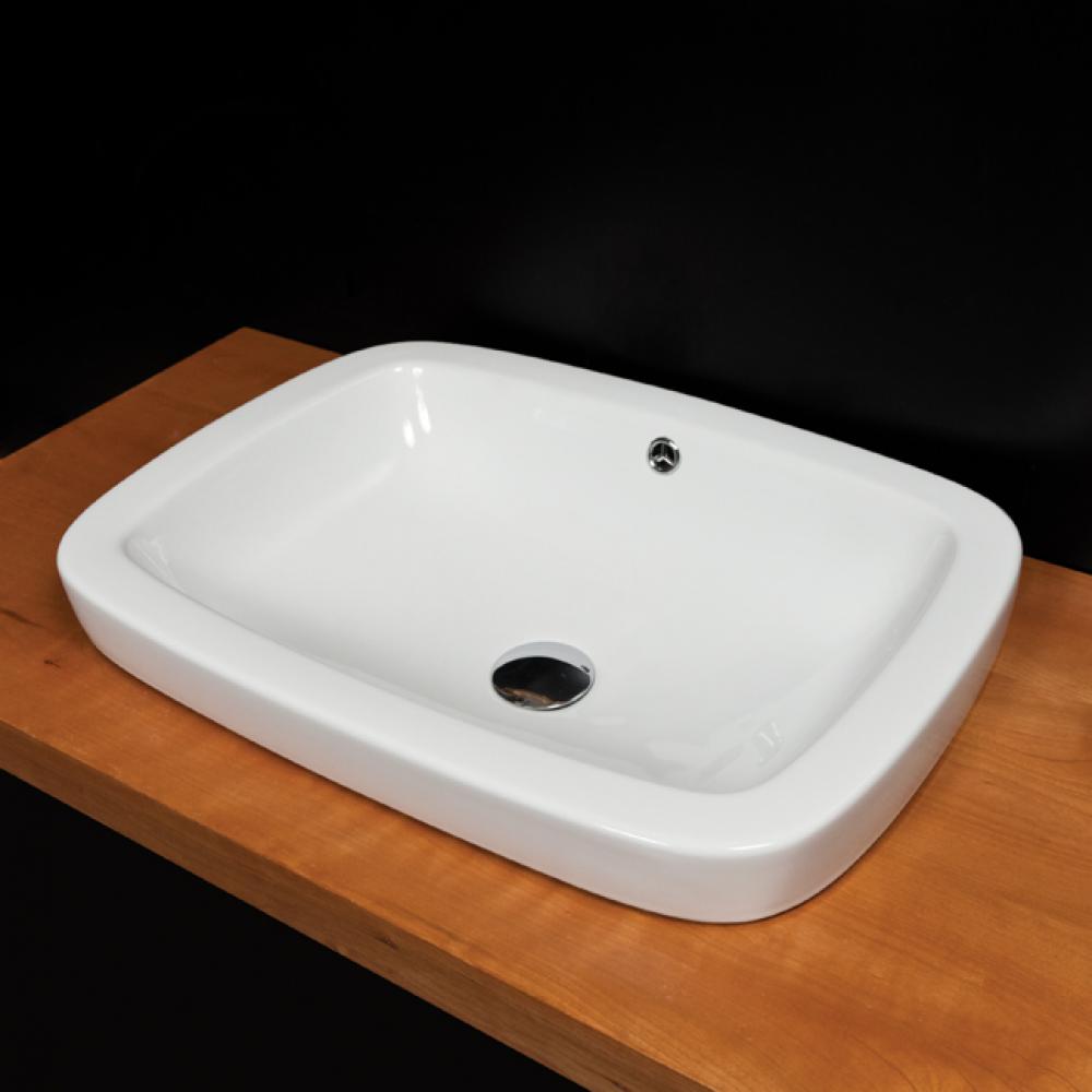 Self-rimming porcelain Bathroom Sink with an overflow. W: 23 5/8'', D: 17'', H
