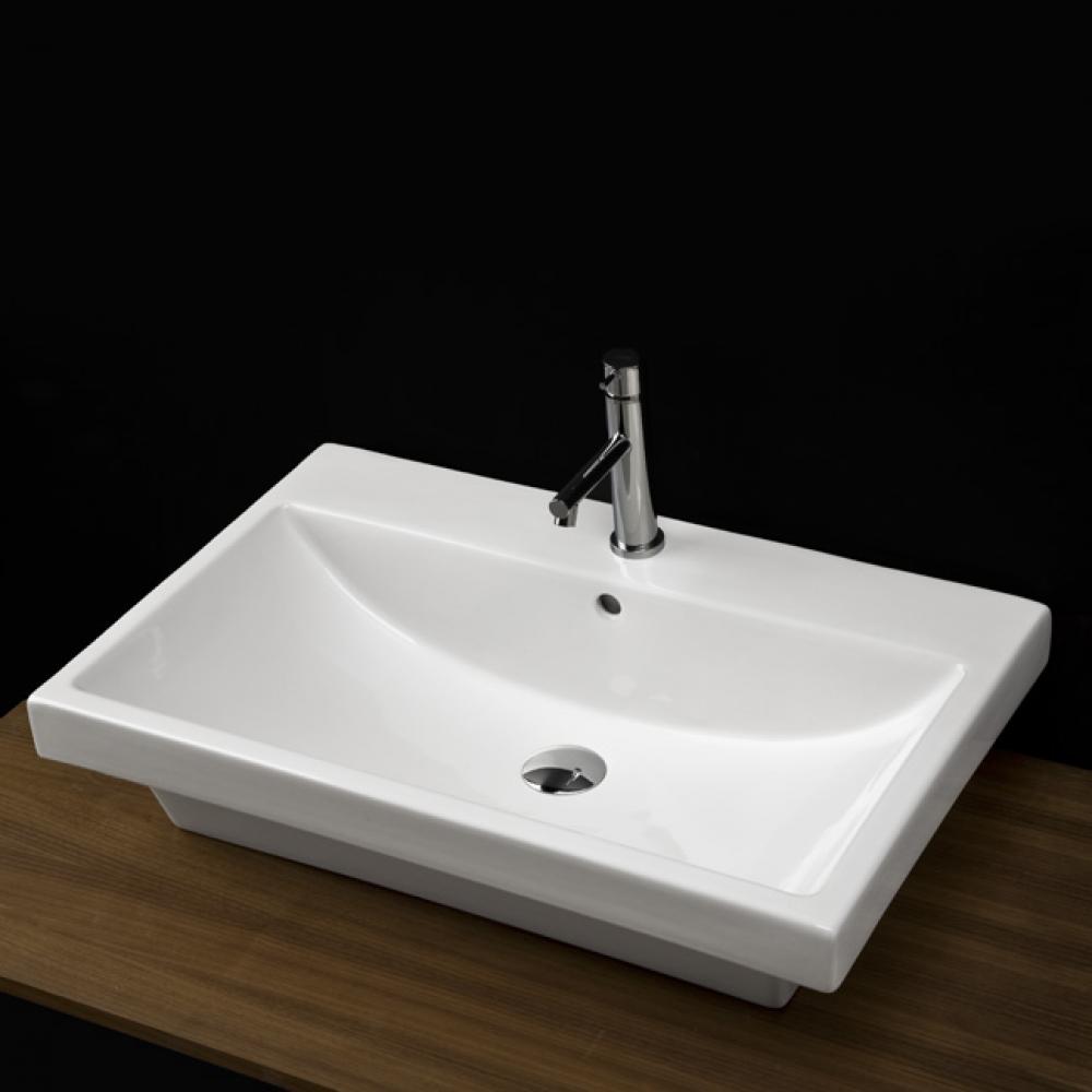 wall-mounted porcelain Bathroom Sink with overflow with 01 - one faucet hole, 02 - two faucet hole