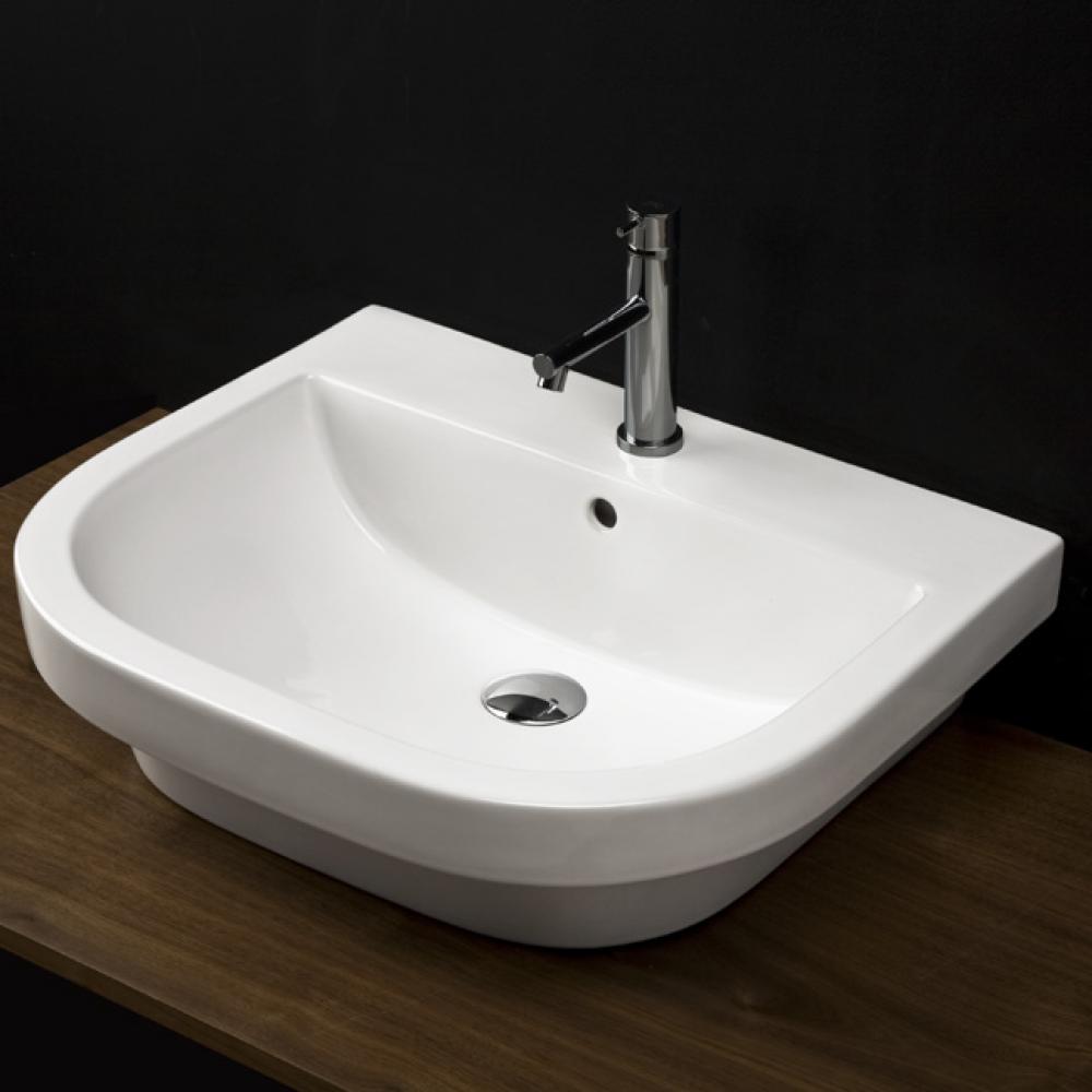 Drop-in or wall-mounted Bathroom Sink with overflow and with 01 - one faucet hole, 02 - two faucet