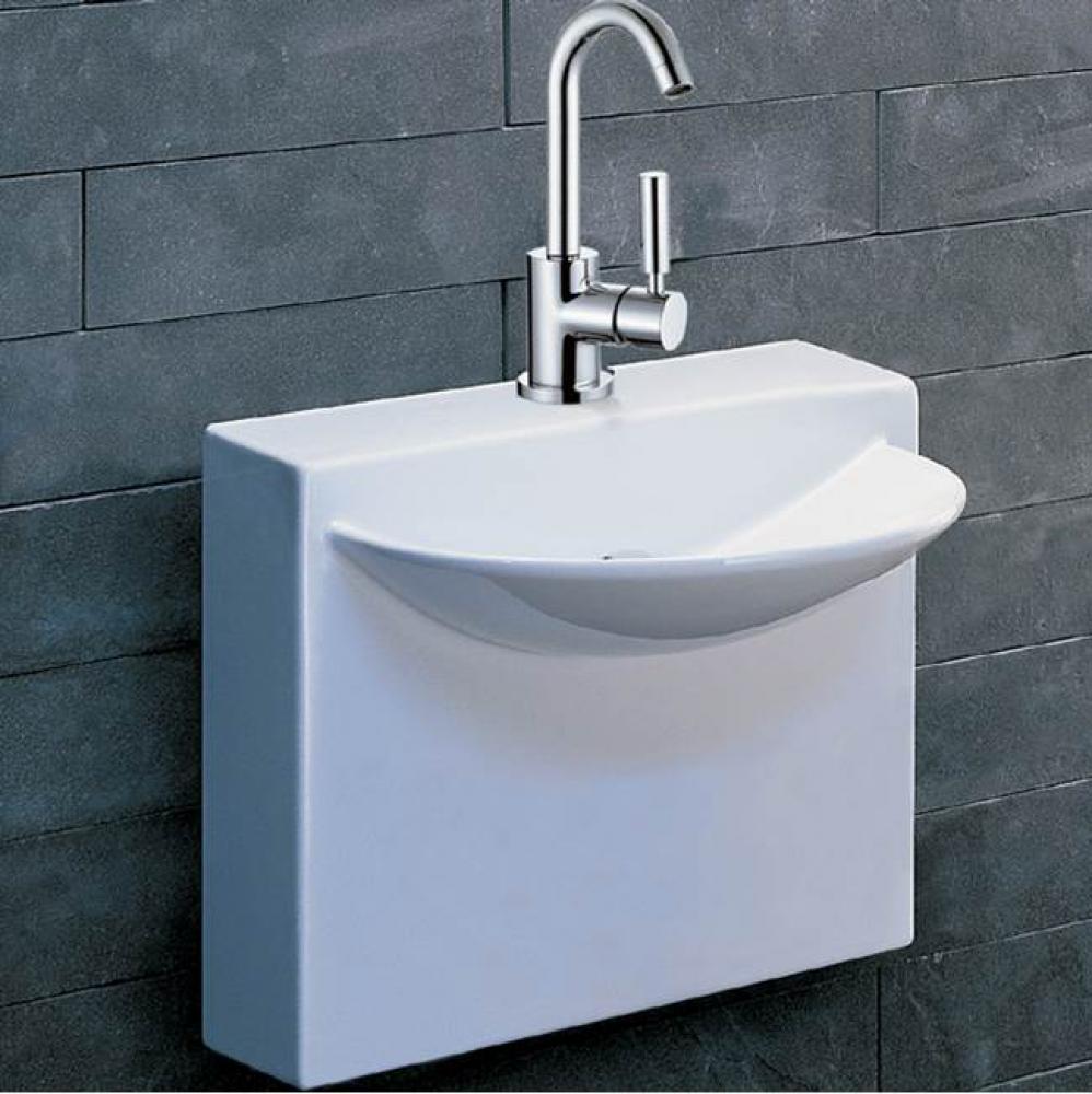 Wall-mount porcelain Bathroom Sink with one faucet hole, no overflow.