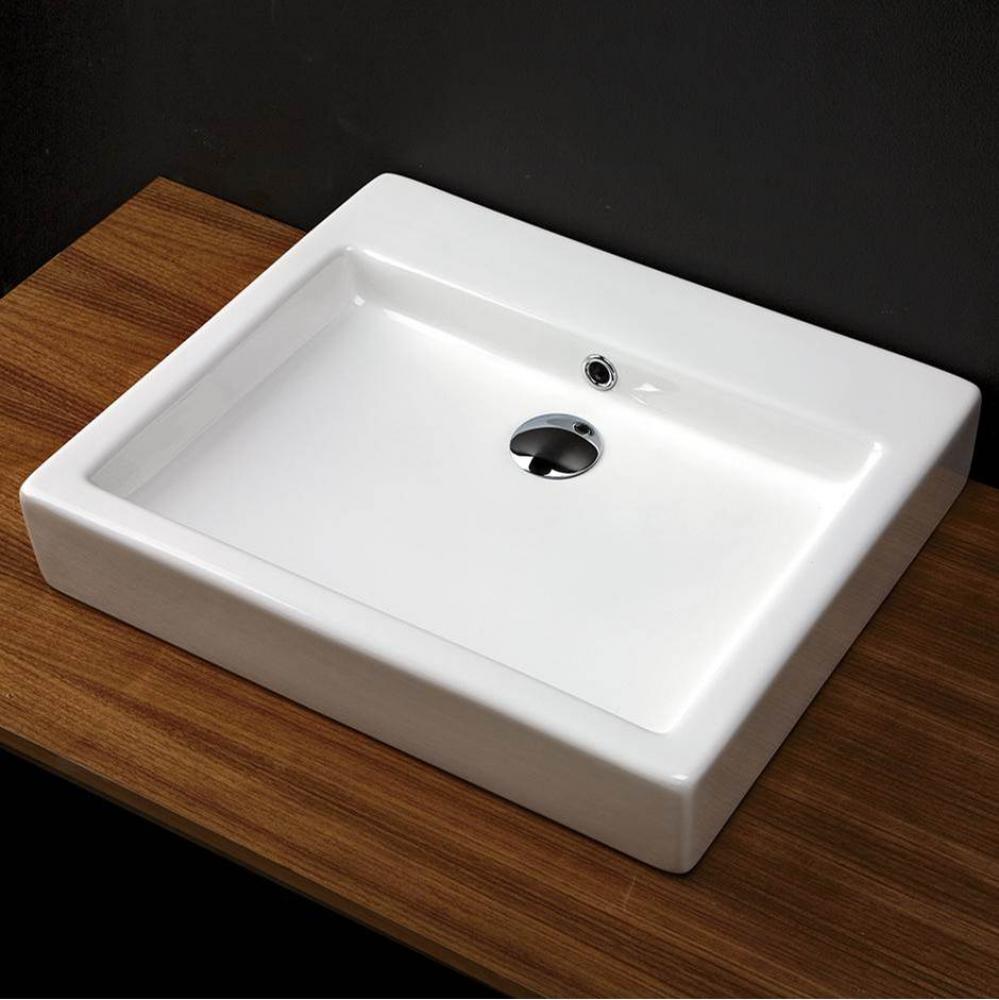 Wall-mount or above-counter porcelain Bathroom Sink with an overflow