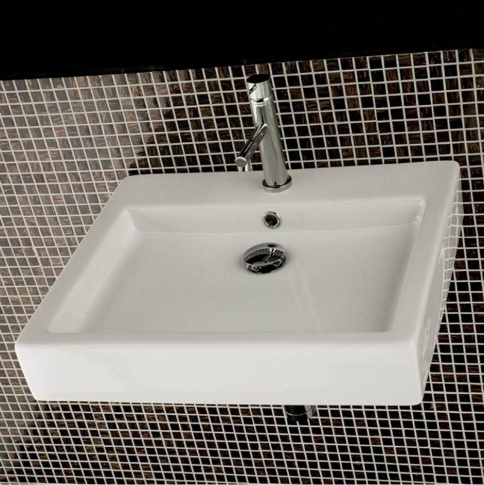 Wall-mounted or above-counter porcelain Bathroom Sink with overflow
