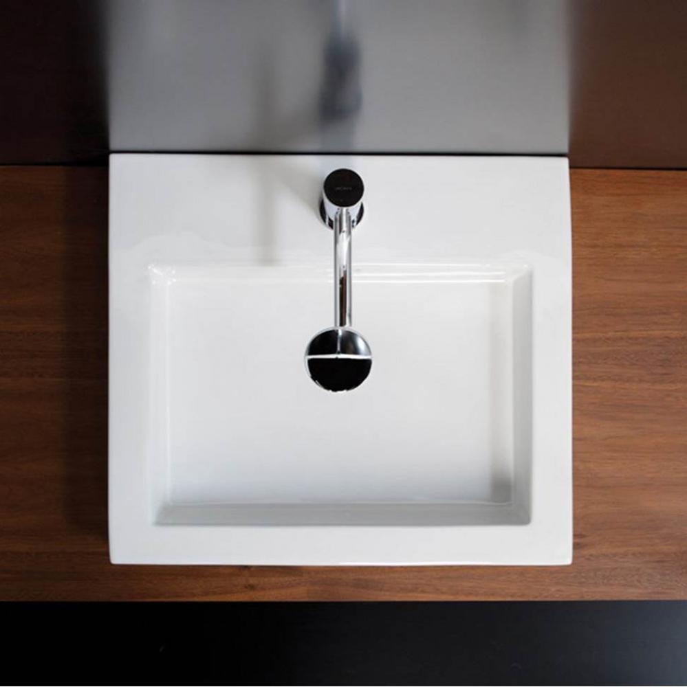 Vessel porcelain Bathroom Sink with an overflow.