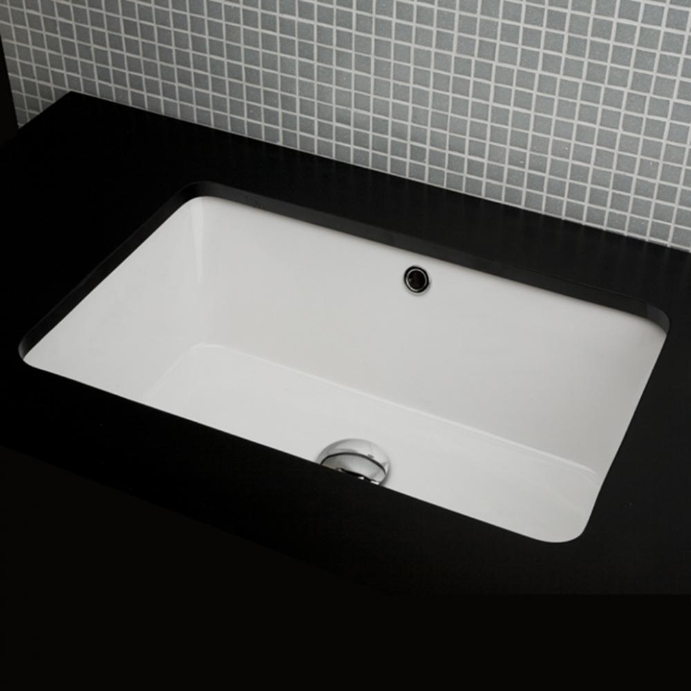 Under-counter porcelain Bathroom Sink with glazed exterior and overflow, 23 5/8''W, 15 3