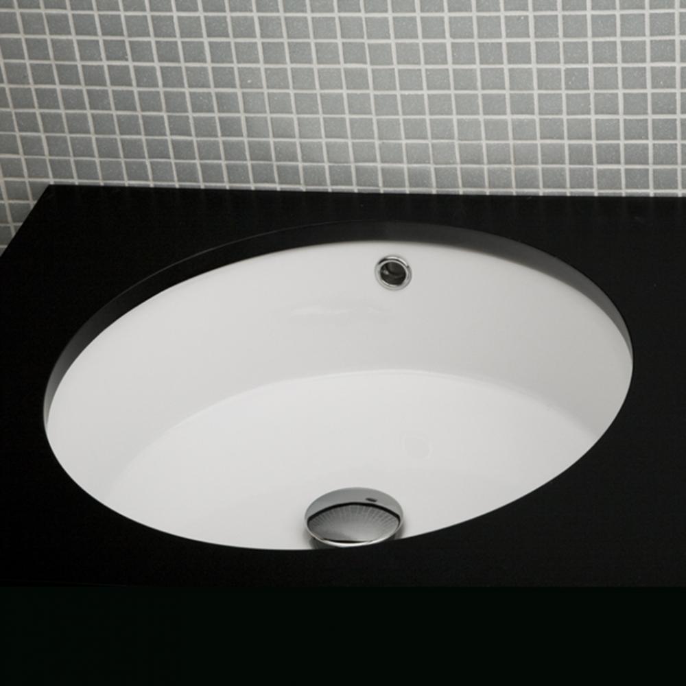Under-counter porcelain Bathroom Sink with an overflow, glazed exterior, 19 3/4''DIAM, 6
