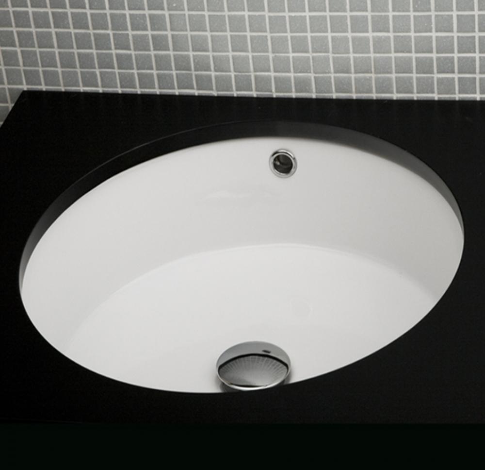 Under-counter porcelain Bathroom Sink with an overflow.16'' DIAM, 6 3/4''H