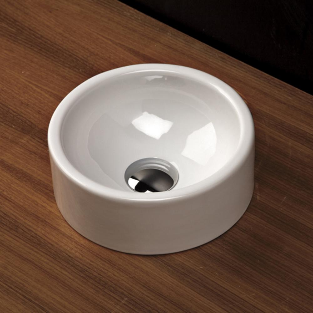 Vessel porcelain Bathroom Sink without an overflow. Glazed exterior.10 5/8''DIAM, 5&apos