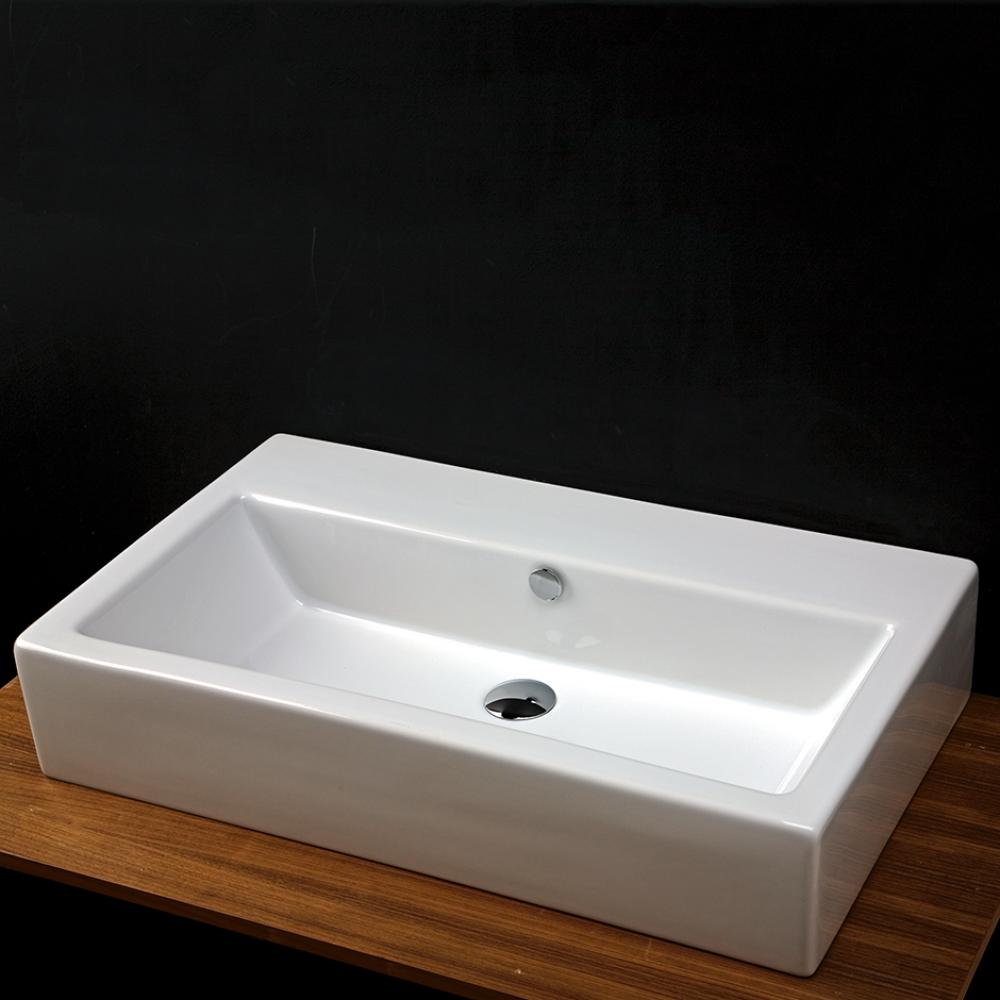 Wall-mount or above-counter porcelain Bathroom Sink with an overflow.