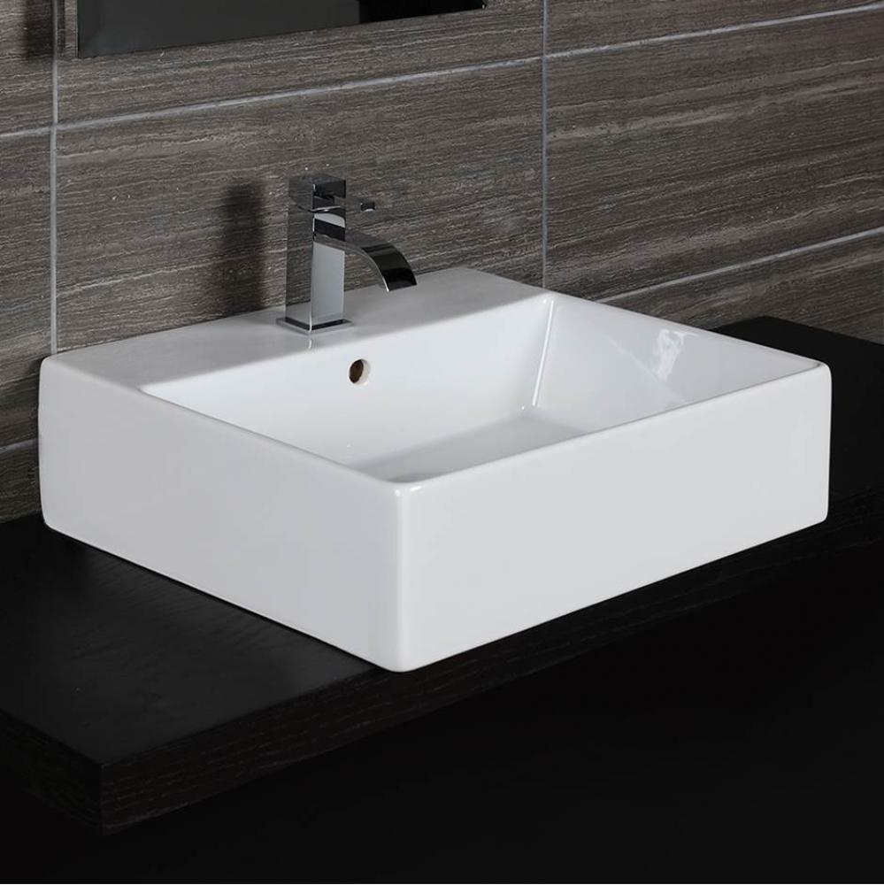 Wall-mount or above-counter porcelain Bathroom Sink with an overflow.