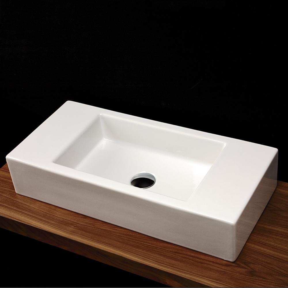 Wall-mount or above-counter porcelain Bathroom Sink without an overflow, unfinished back. and one