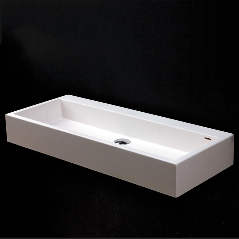 Vessel solid surface washbasin with overflow, finished back.