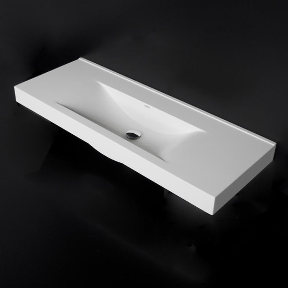 Vanity top Bathroom Sink made of solid surface, with an overflow, 45 7/8''W, 17 1/4&apos