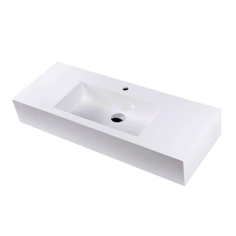 Vanity top Bathroom Sink made of solid surface, with an overflow, 40''W, 15''D