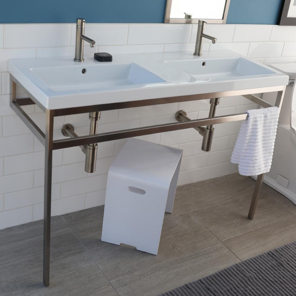 Floor-standing metal console stand with a towel bar (Bathroom Sink 5216 sold separately), made of