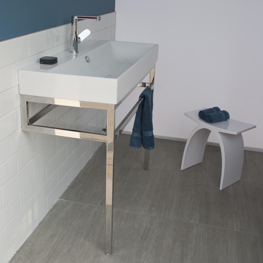 Floor-standing metal console stand with a towel bar (Bathroom Sink 5233, 5460 sold separately), ma