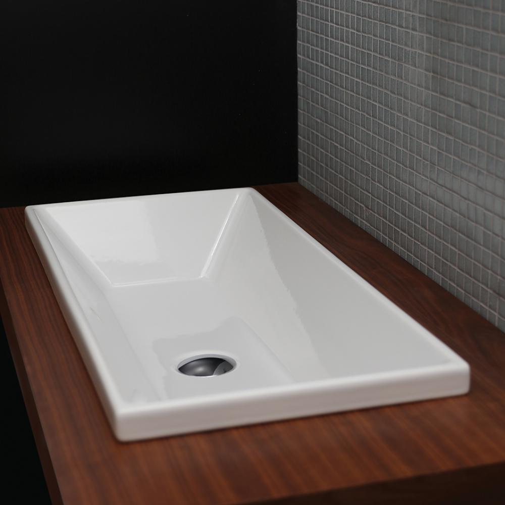 Under-counter or self-rimming porcelain Bathroom Sink with an overflow. W: 29 3/4'', D: