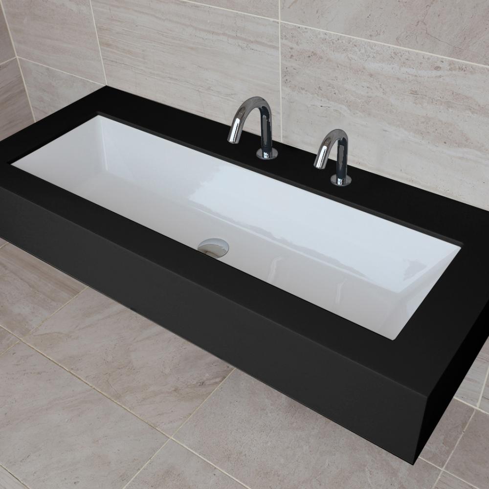 Under-counter or self-rimming porcelain Bathroom Sink with an overflow. W: 41 3/8'', D: