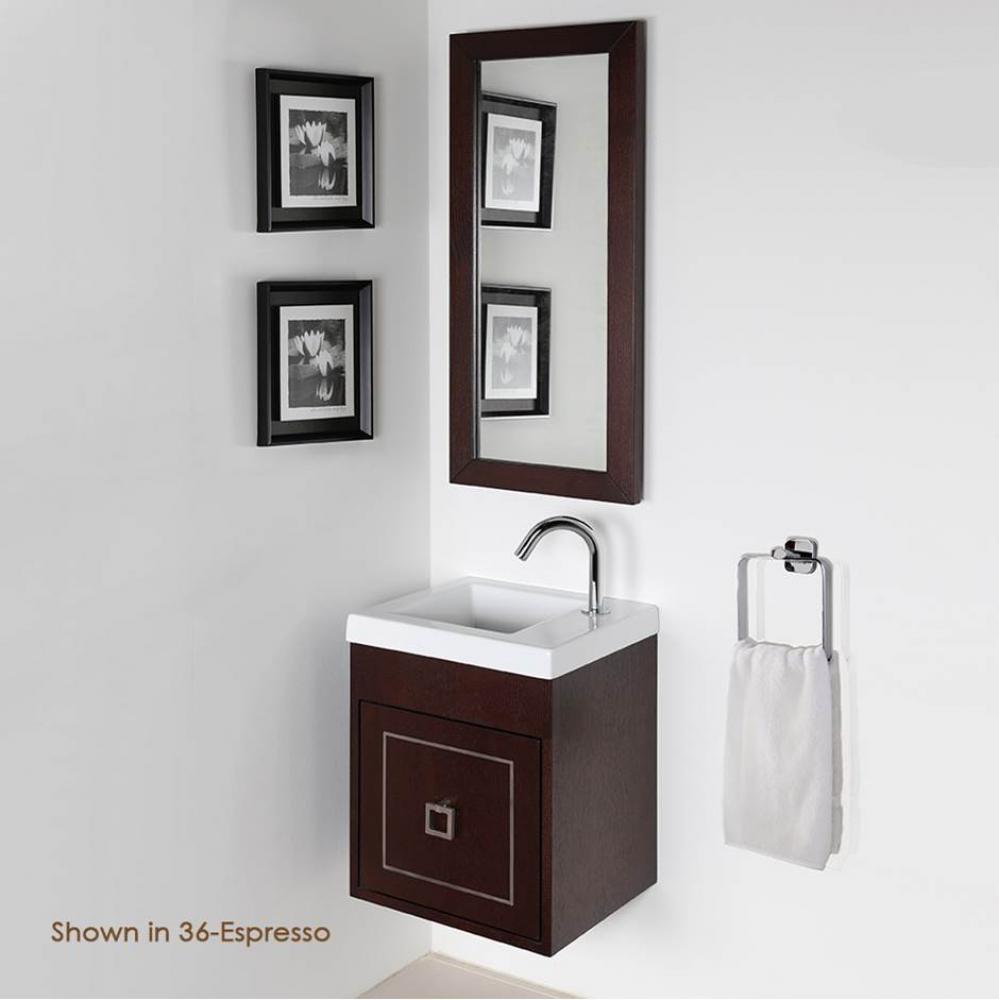 Wall-mount under-counter vanity with one optional metal inlay door. Bathroom Sink 5271 sold separa