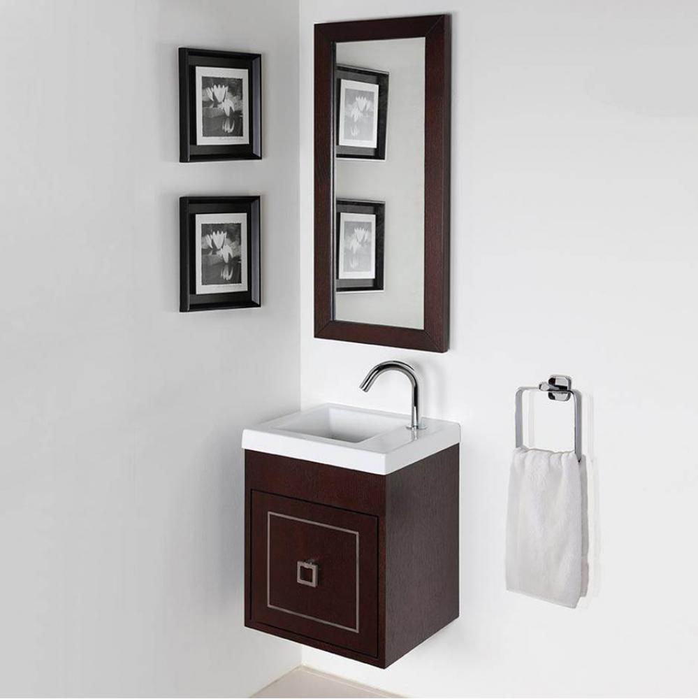 Wall-mount under-counter vanity with one optional metal inlay door. Bathroom Sink 5271 sold separa