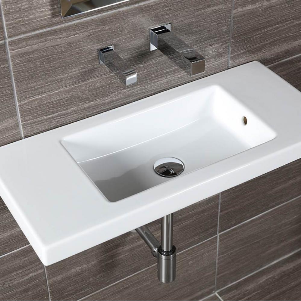Wall-mount, vanity top or self-rimming porcelain Bathroom Sink with an overflow. No faucet ho