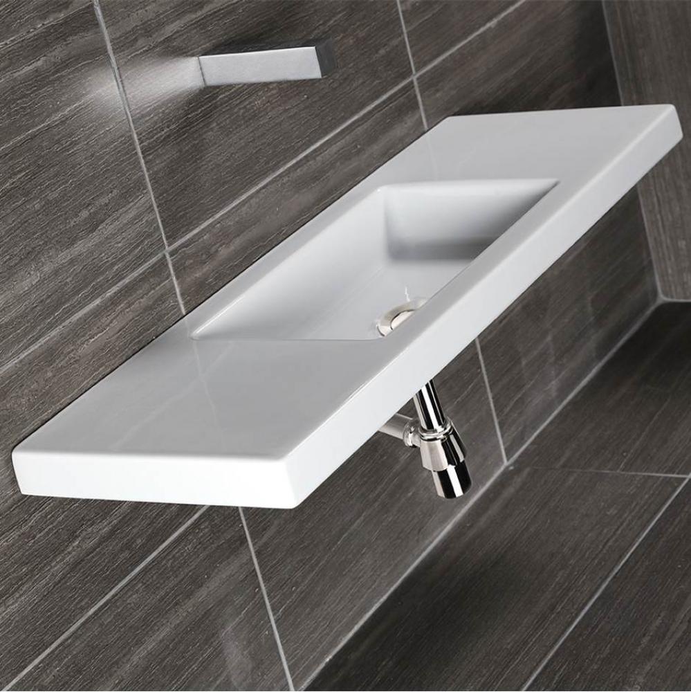 Wall-mount, vanity top or self-rimming porcelain Bathroom Sink with an overflow. No faucet ho