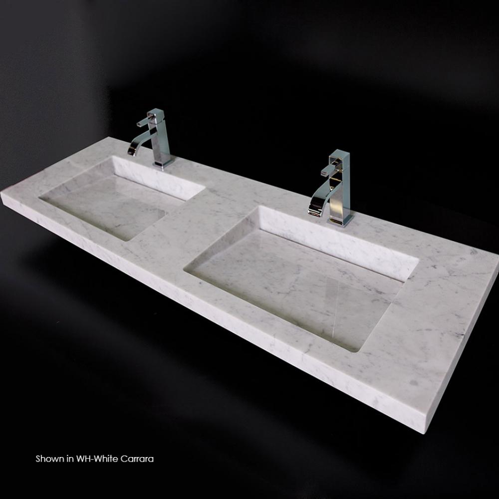 Wall-mount or vanity top stone double-bowl Bathroom Sink with preinstalled concealed drains