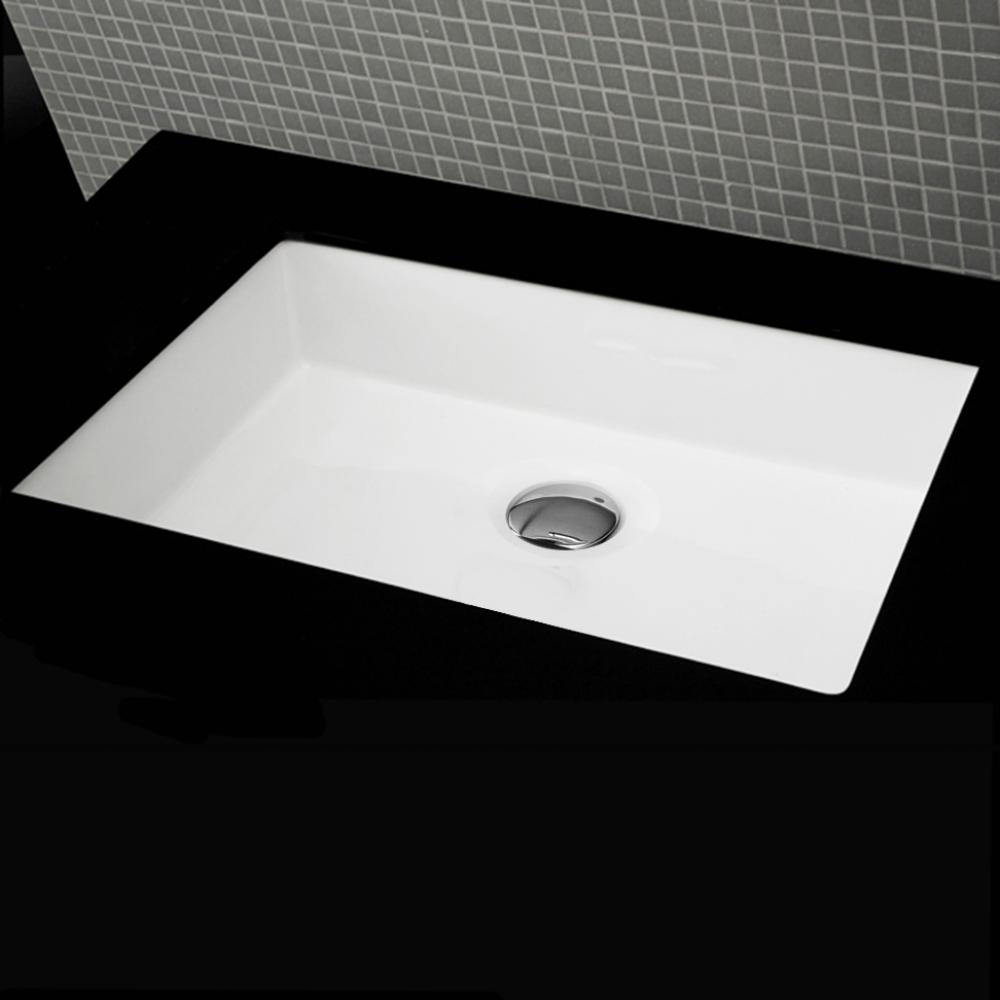 Under-counter porcelain Bathroom Sink with an overflow, unglazed exteri. 21 3/4'W, 15 3/8&apo