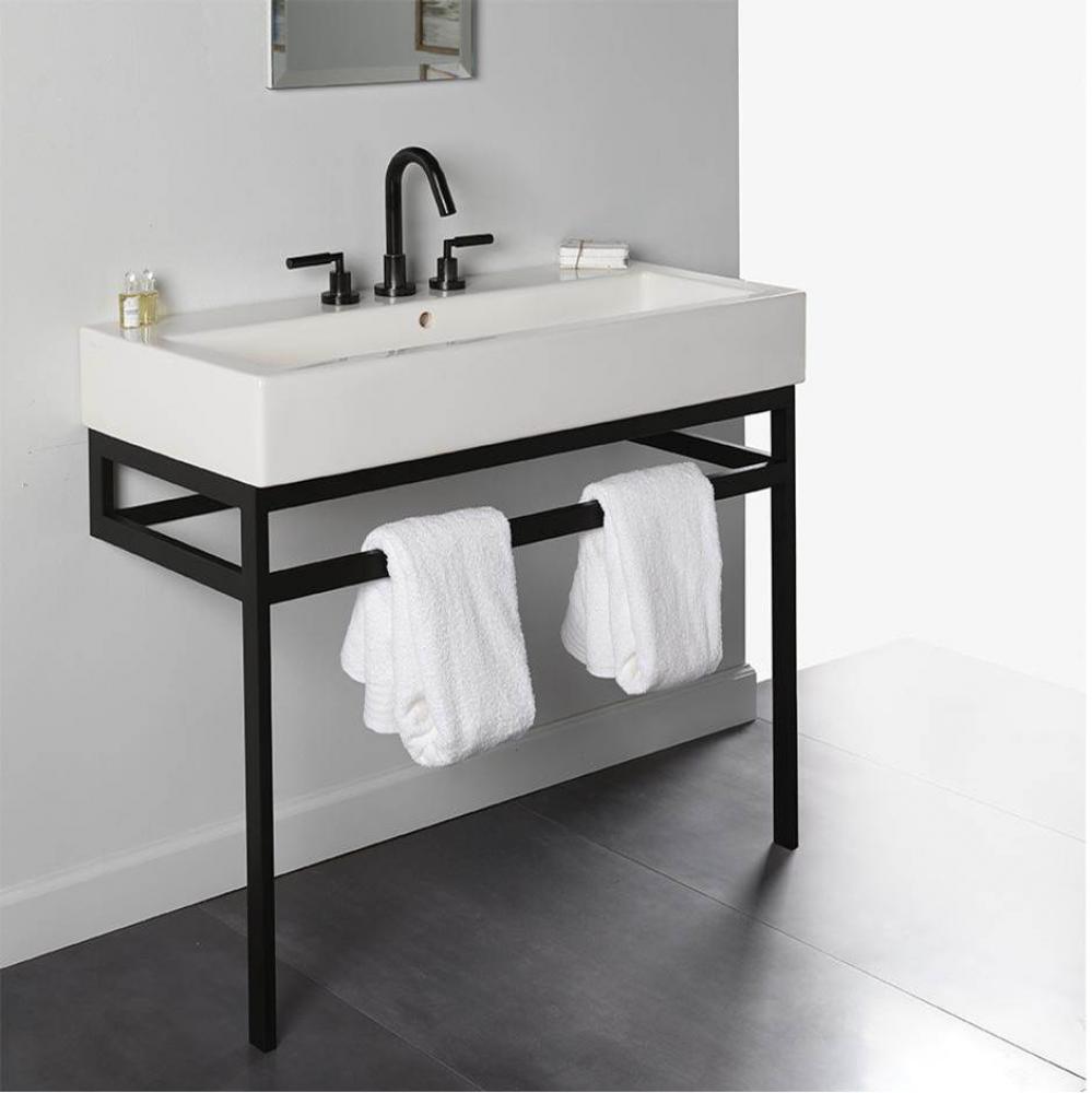 Floor-standing metal console stand with a towel bar (Bathroom Sink 5460sold separately), made of s