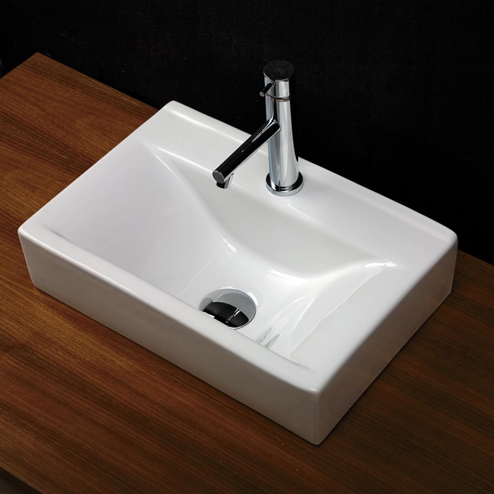 Above counter porcelain Bathroom Sink with 03 - three faucet holes in 8' spread