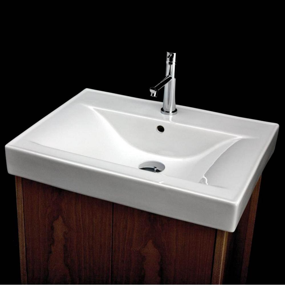 Above counter porcelain Bathroom Sink with 00 - no faucet holes