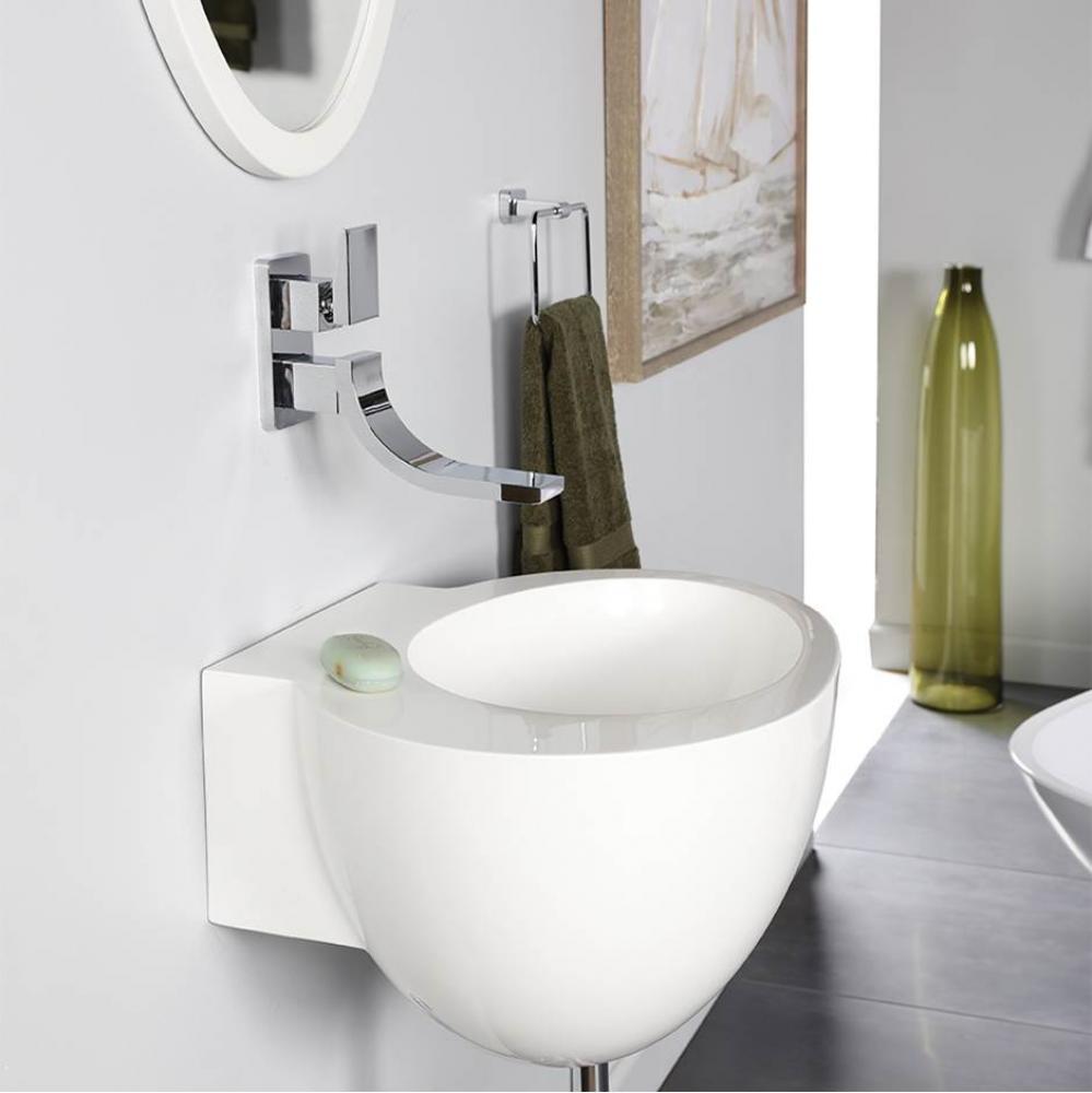 Wall-mount solid surface Bathroom Sink with an overflow