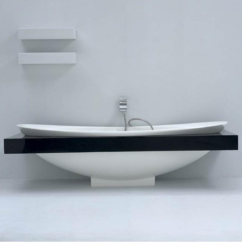 Soaking bath tub with floor bracket, white acrylic, 76''W, 33 1/8''D, 22 7/8&a
