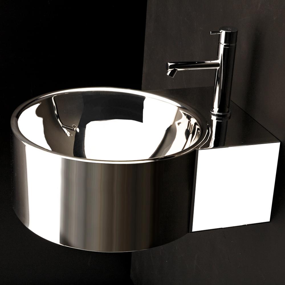 Wall-mount or above-counter Bathroom Sink with one faucet hole and an overflow.