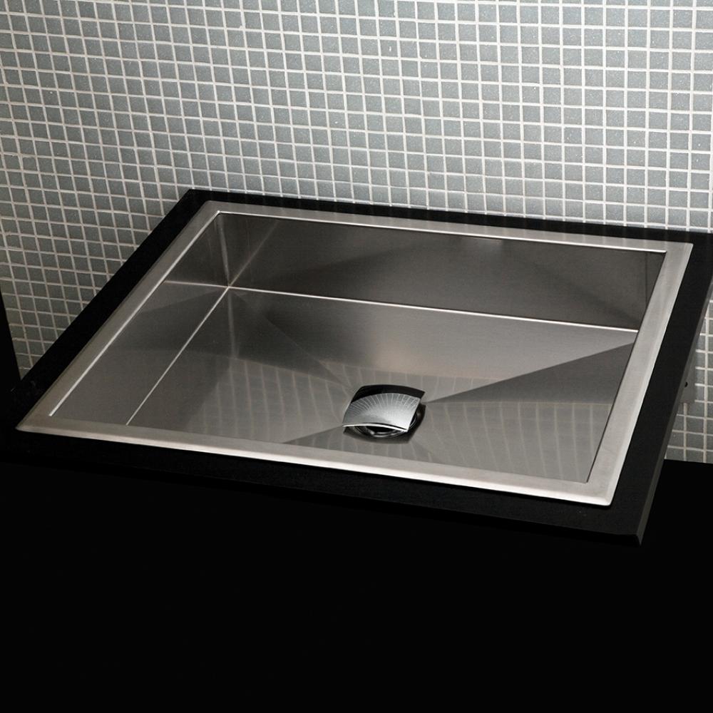 Under-counter or self-rimming Bathroom Sink without an overflow. 16 gauge stainless steel . W: 17&
