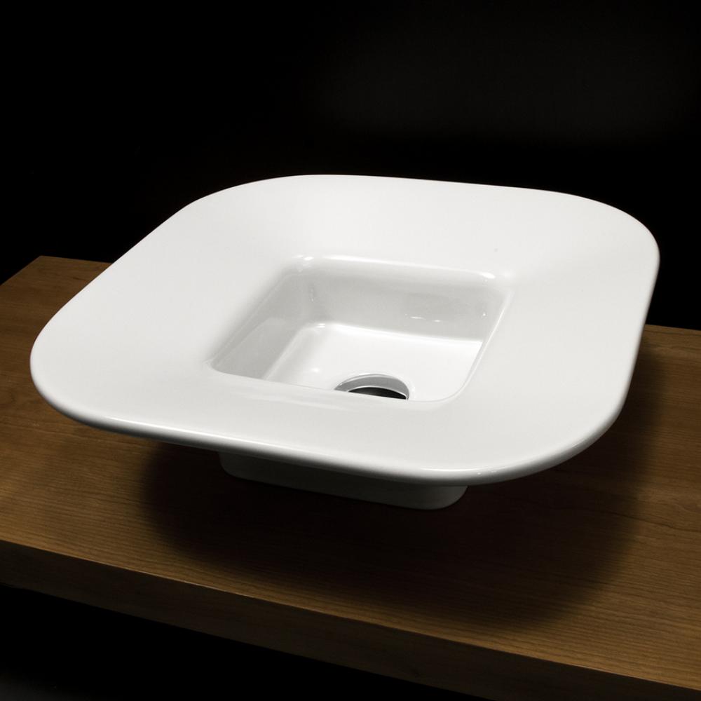 Vessel porcelain Bathroom Sink without an overflow. Glazed exterior.19 3/4'' x 19 3/4&ap