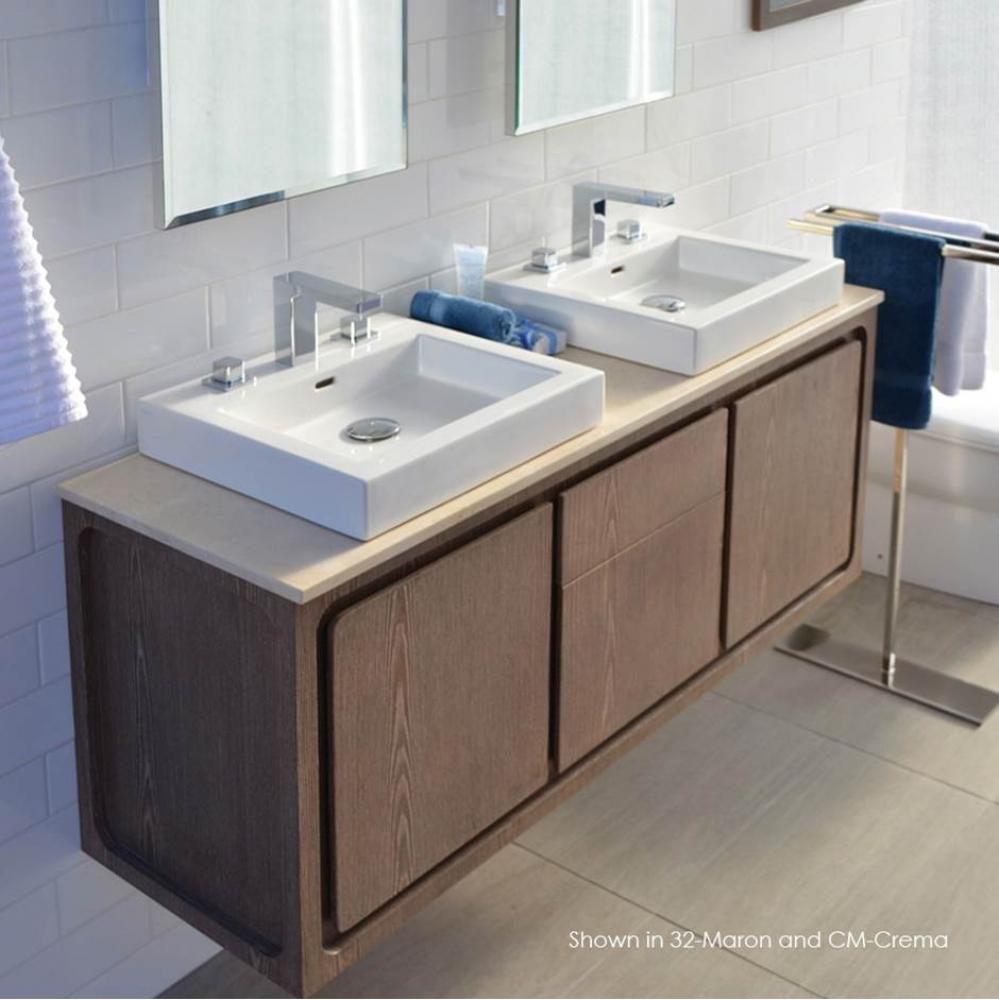 Wall-mount under-counter double vanity with 2 drawers and 2 doors  Two-tone finishes are premium c