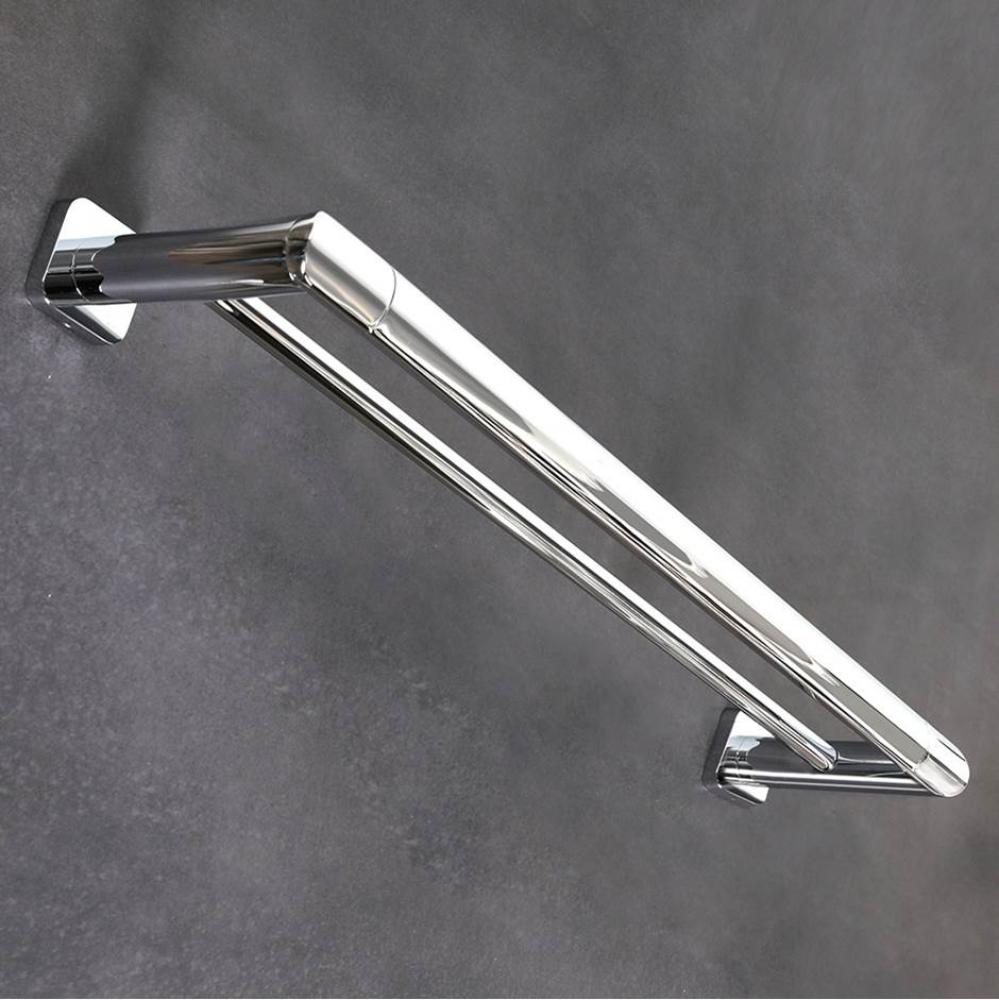 Wall-mount double towel bar made of chrome plated brass. W: 30'', D: 5 1/2'',