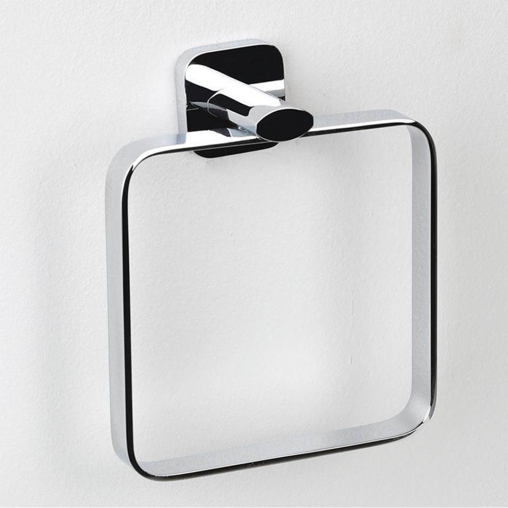 Wall-mount towel ring made of chrome plated brass. W: 6 1/8'', D: 2 1/4'', H: