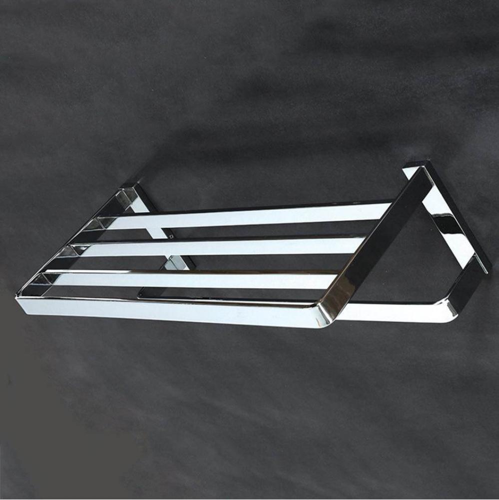 Wall-mount towel rack with a towel bar, made of chrome plated brass. W: 19 3/4'', D: 8 1