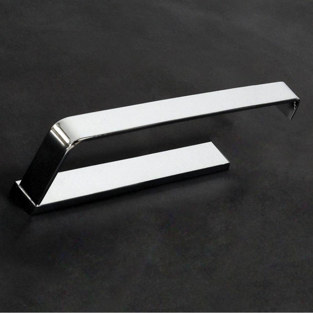 Wall-mount toilet paper holder made of chrome plated brass. W: 6'', D: 3 1/2''