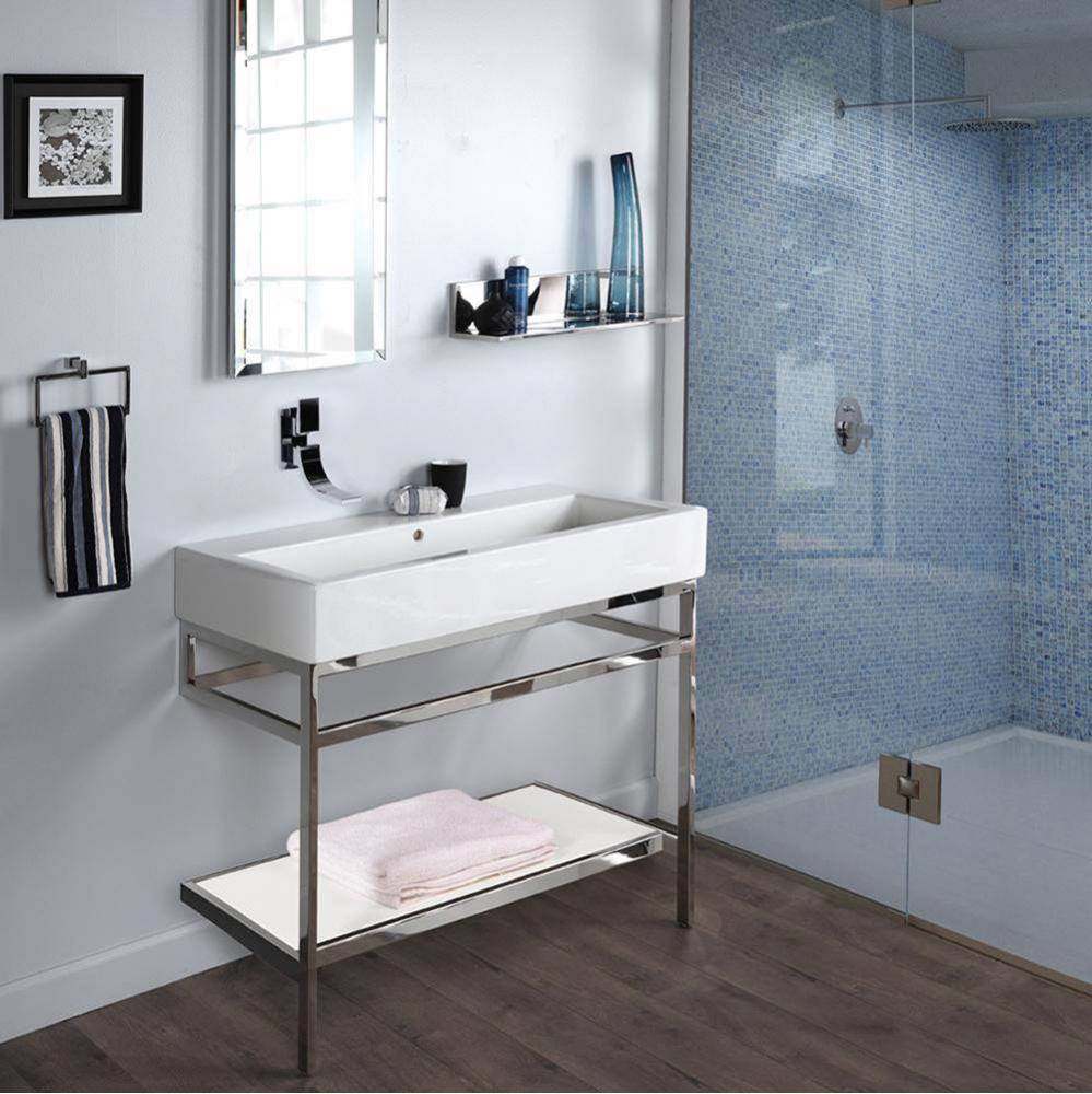 Floor-standing metal console stand with a towel bar (Bathroom Sink 5460sold separately), made of s