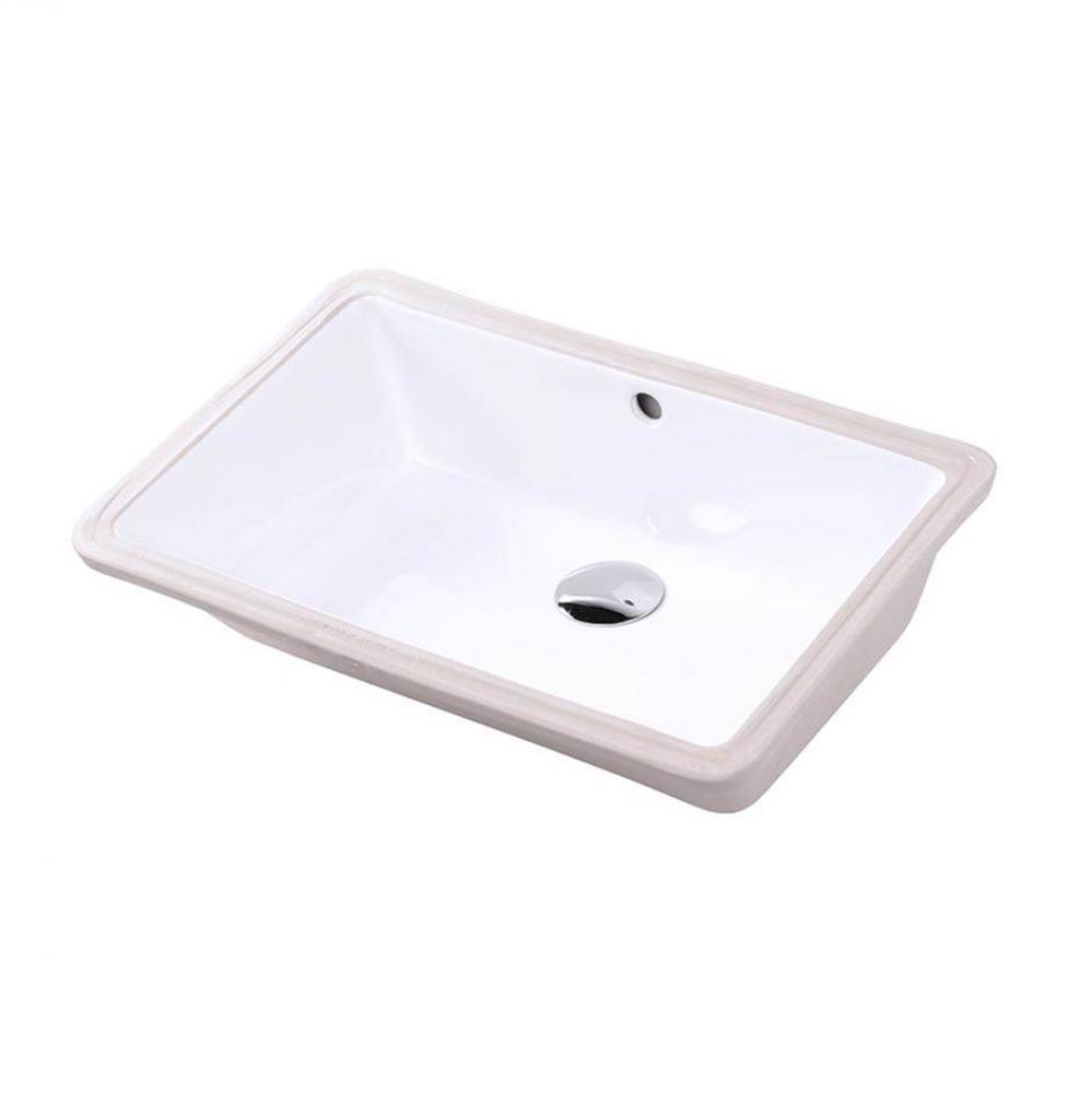 Under-counter porcelain Bathroom Sink with an overflow, unglazed exterior, 20 7/8''W, 13