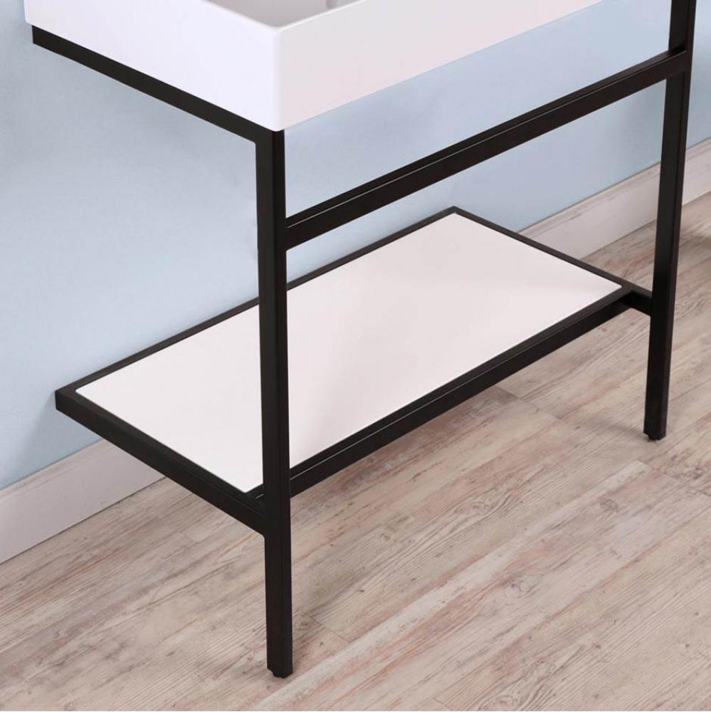 Floor-standing metal console stand with a towel bar (Bathroom Sink 5468sold separately), made of s